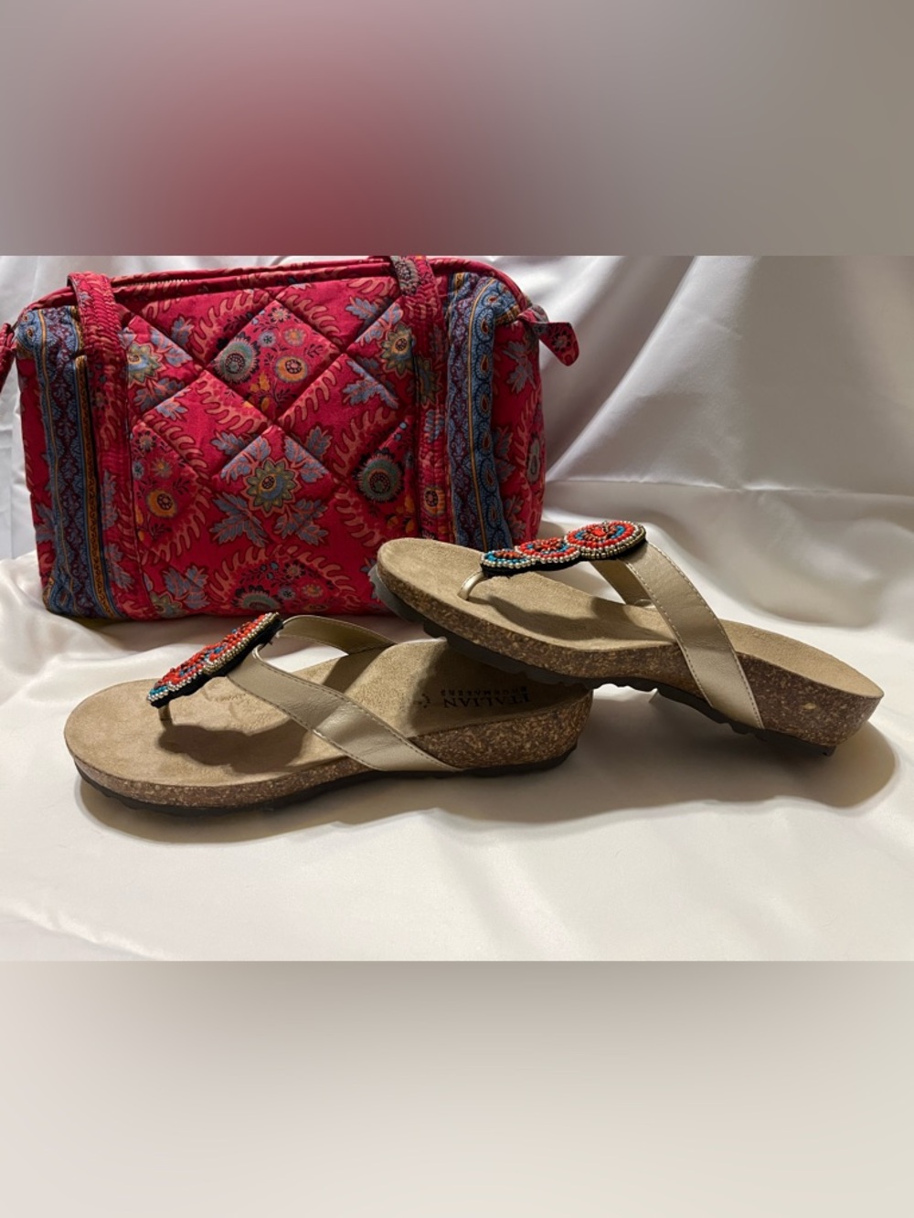 Italian Shoemaker Beaded Thong Sandals with Beaded Accents NWT - Picture 6 of 9